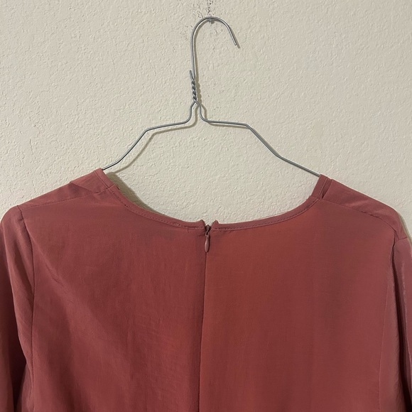 NWT Missguided Long Sleeve Cross Over  Mini Dress Pink Rust Formal Party Sz 8 - Picture 4 of 11